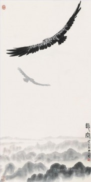 Águila Wu Zuoren en el cielo 1983 viejos pájaros de tinta china Pinturas al óleo